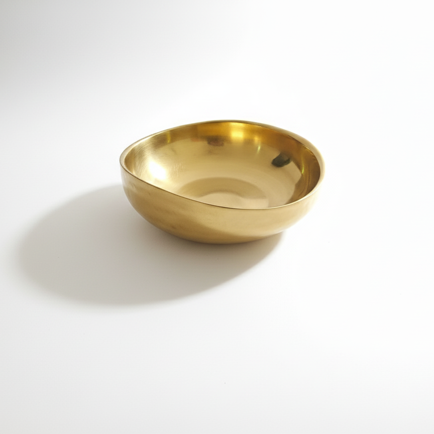 CAR-O-BAR Premium Steel Serving Bowl | Hammered Gold Curved Finish | Double Walled