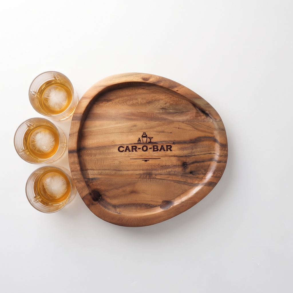 Car-O-Bar Premium Wooden Serving Tray Platter | Natural Finish