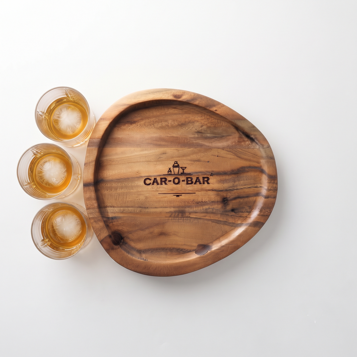 Car-O-Bar Premium Wooden Serving Tray Platter | Natural Finish
