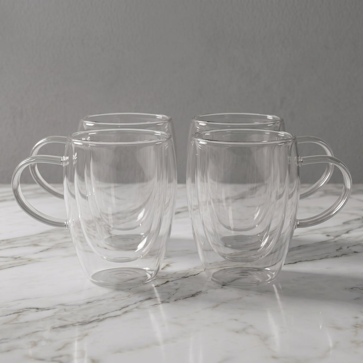 CAR-O-BAR Double Walled Glass Mugs - 300 ml Insulated Mugs for Hot & Cold Drinks