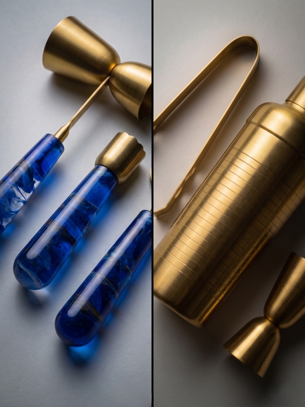 Car-O-Bar Gold & Blue Bar Set | 5 Piece Bartender Kit