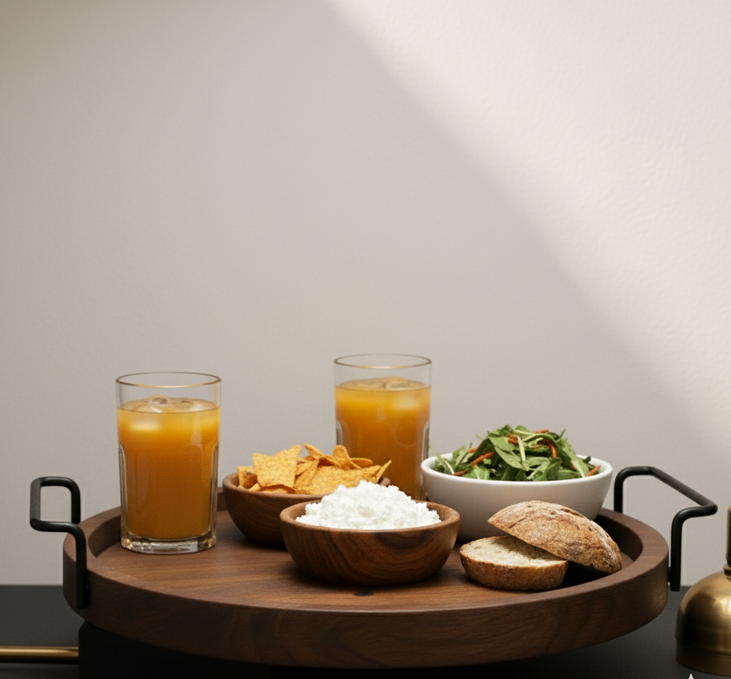 Car-O-Bar Premium Wooden Serving Tray Platter with Handle | Antique Finish