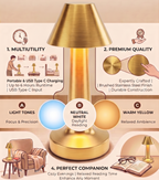 CAR-O-BAR Bar Decor Gold Lamp | 3 Colour Touch Control, USB-C Charging