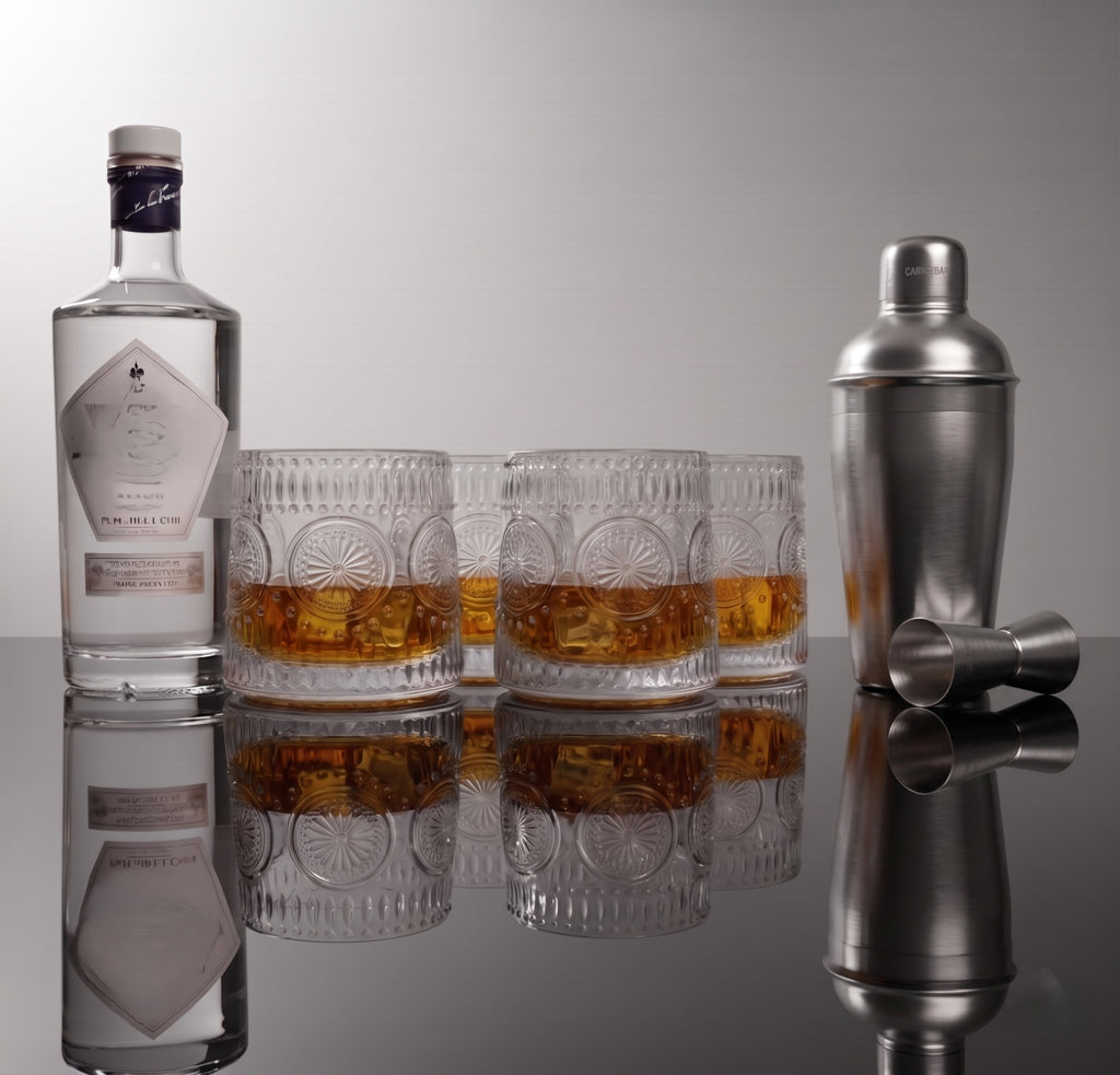 Car-O-Bar Silver Bar Set with Glasses Gift Set