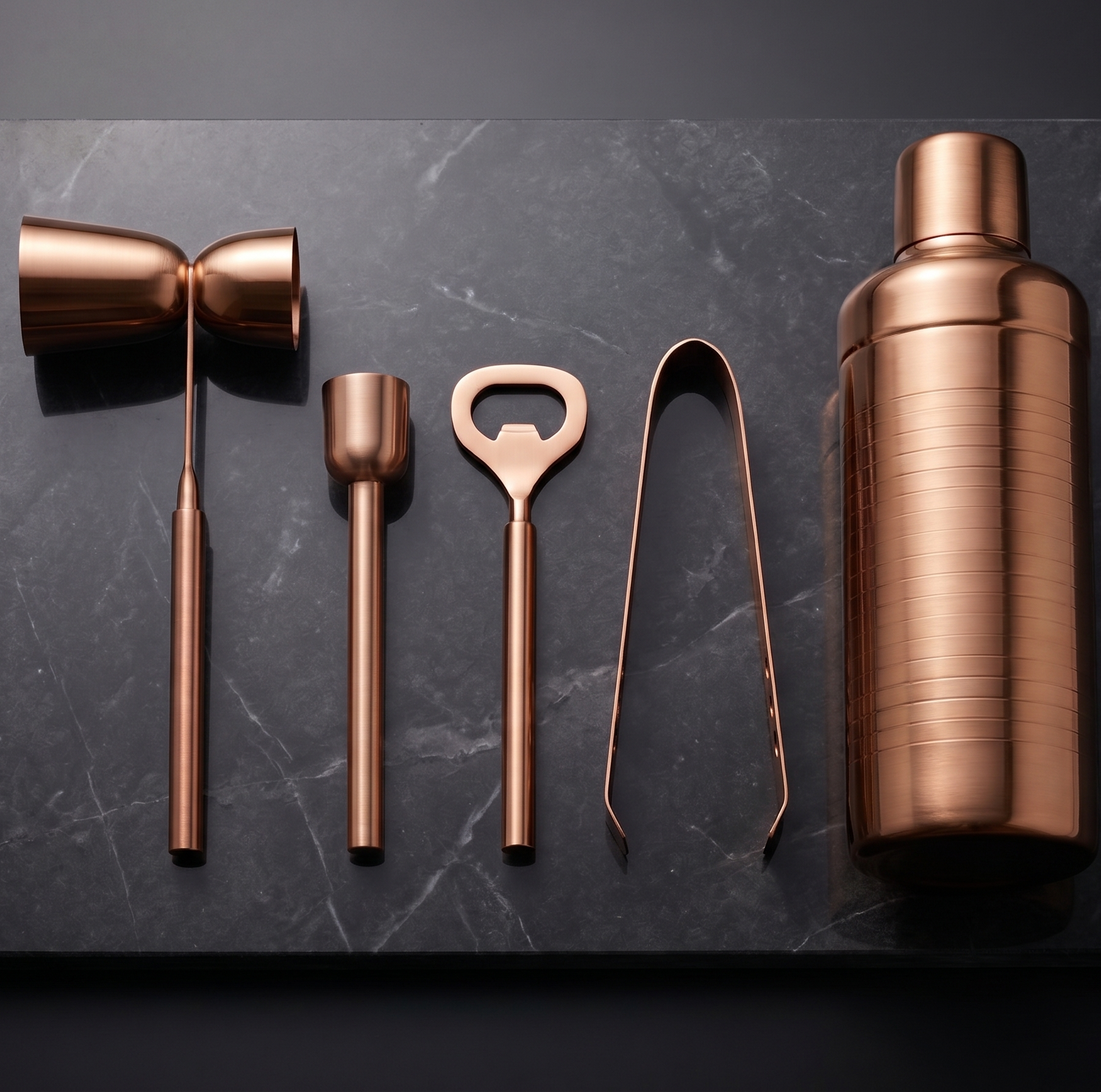 Car-O-Bar Copper Gold Bar Set | 5 Piece Bartender Kit Gift Set
