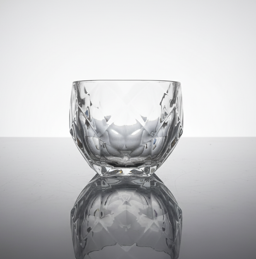 CAR-O-BAR Tipsy Whiskey Glass | Crystal Cut Design | Set of 6 | 340ml