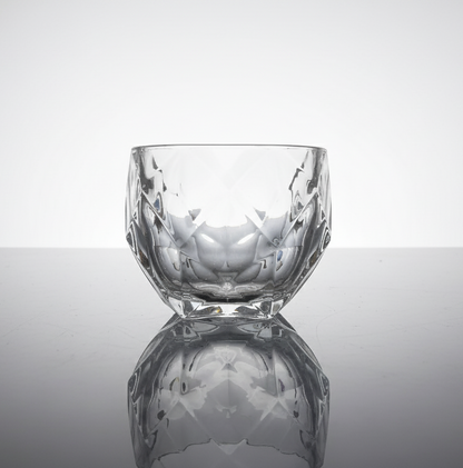 CAR-O-BAR Tipsy Whiskey Glass | Crystal Cut Design | Set of 4 | 340ml