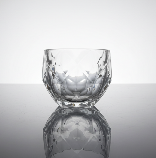 CAR-O-BAR Tipsy Whiskey Glass | Crystal Cut Design | Set of 4 | 340ml