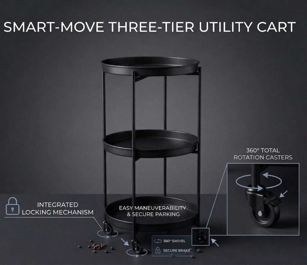 CAR-O-BAR Premium Multipurpose Bar Cart | 3-Tier Bar Trolley for Home