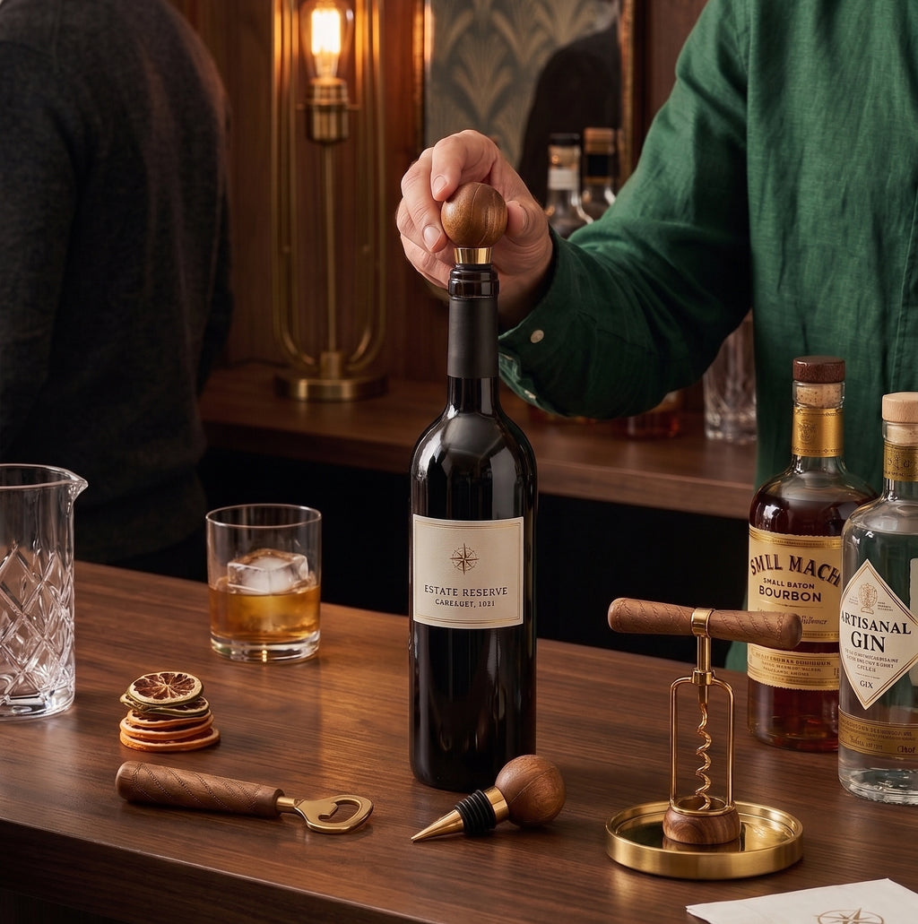 Car-O-Bar Premium Wood & Brass Bar Accessories