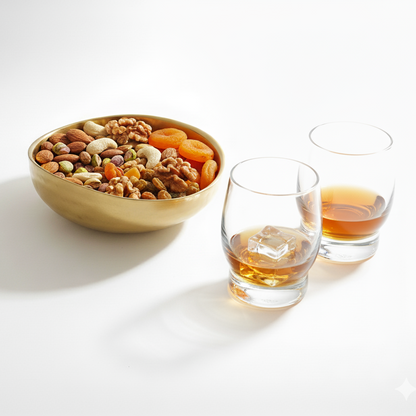 CAR-O-BAR Premium Steel Serving Bowl | Hammered Gold Curved Finish | Double Walled