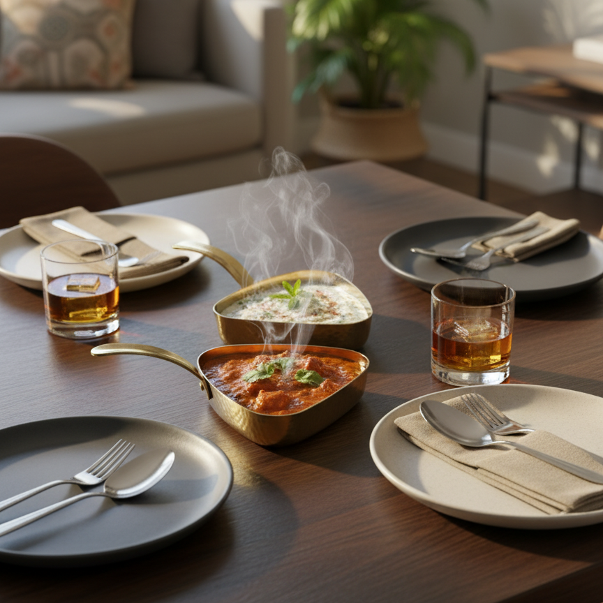 CAR-O-BAR Premium Set of 2 Steel Serving Bowls with Handle | Hammered Gold Finish