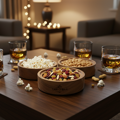 CAR-O-BAR Premium Stackable Wooden Serving Bowl Set of 3 | Natural Finish