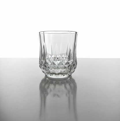 CAR-O-BAR Tipsy Whiskey Glass | Crystal Cut Design | Set of 4