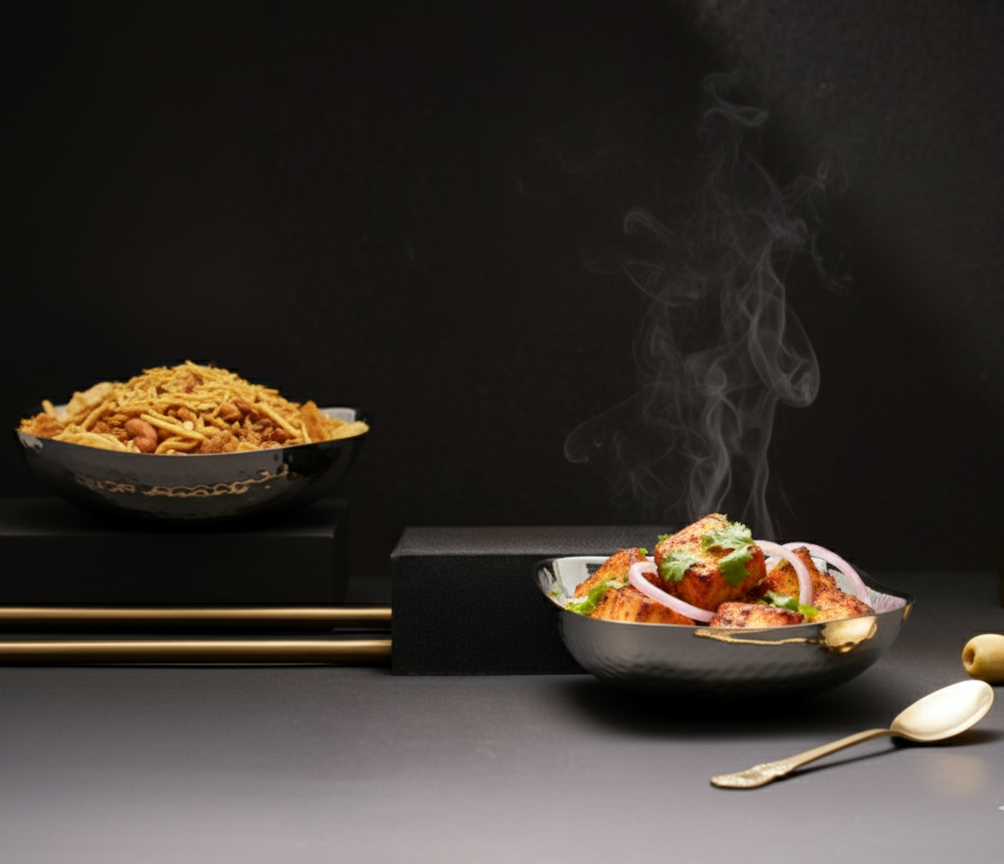 CAR-O-BAR Premium Steel Serving Bowl | Hammered Finish | Double Walled