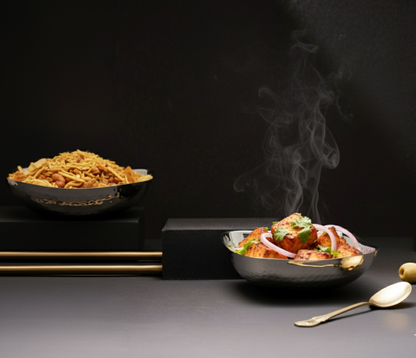 CAR-O-BAR Premium Steel Serving Bowl | Hammered Finish | Double Walled