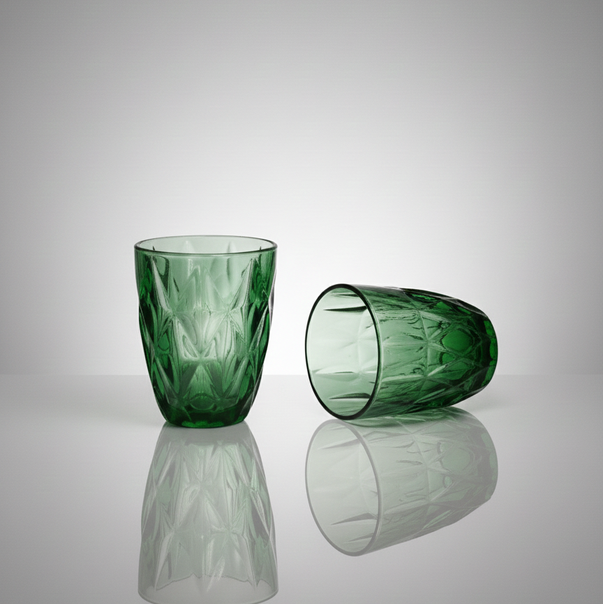 CAR-O-BAR Tipsy High Ball Glass | Green Colour | Set of 4 | 300ml