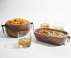 CAR-O-BAR Premium Wooden Serving Bowl Set of 2 with Handles | Rustic Natural Finish