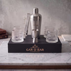 Car-O-Bar Silver Bar Set with Glasses Gift Set