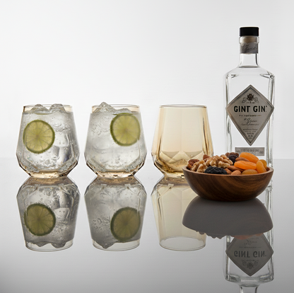 CAR-O-BAR Tipsy Whiskey Glass | Crystal Cut Design | Set of 4 | 240ml