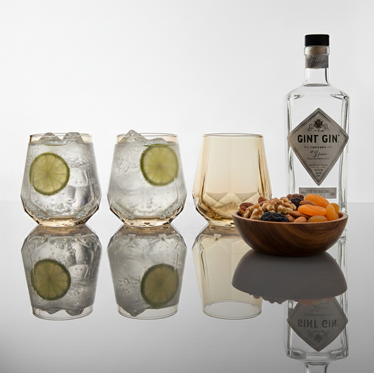 CAR-O-BAR Tipsy Whiskey Glass | Crystal Cut Design | Set of 4 | 240ml