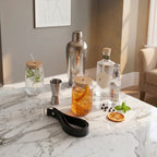Car-O-Bar Silver Bar Set with Glasses Gift Set