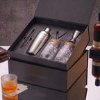 Car-O-Bar Silver Bar Set with Glasses Gift Set