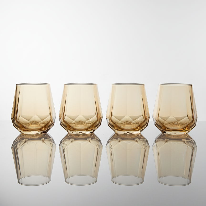 CAR-O-BAR Tipsy Whiskey Glass | Crystal Cut Design | Set of 6 | 310ml