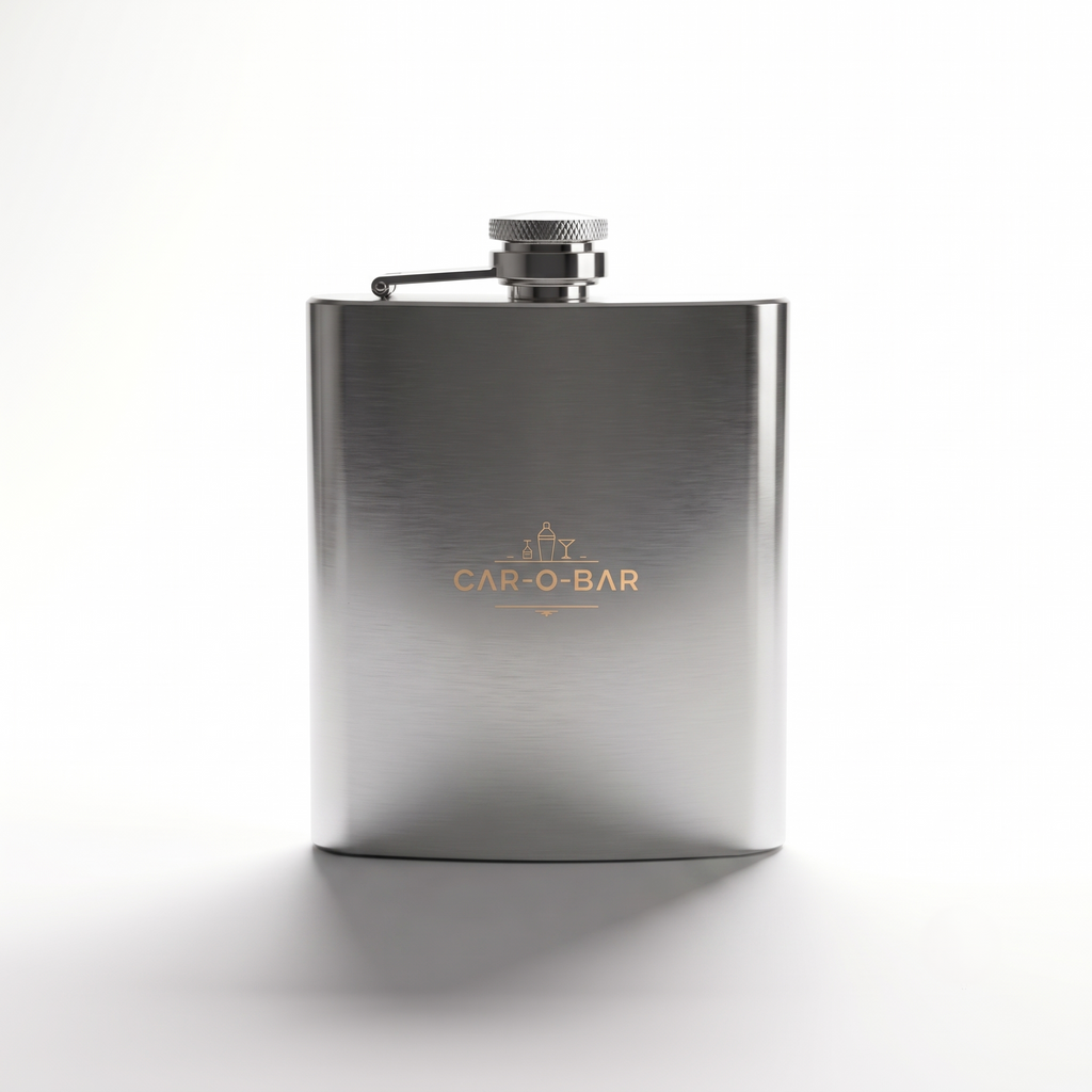 CAR-O-BAR Stainless Steel Hip Flask with 4 Shot Glasses For Gift