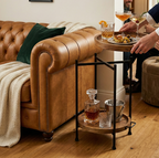 CAR-O-BAR Folding Multipurpose Side Table for Bar & Home - Side Table with 2 Removable Wooden Serving Trays