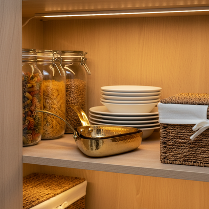 CAR-O-BAR Premium Set of 2 Steel Serving Bowls with Handle | Hammered Gold Finish