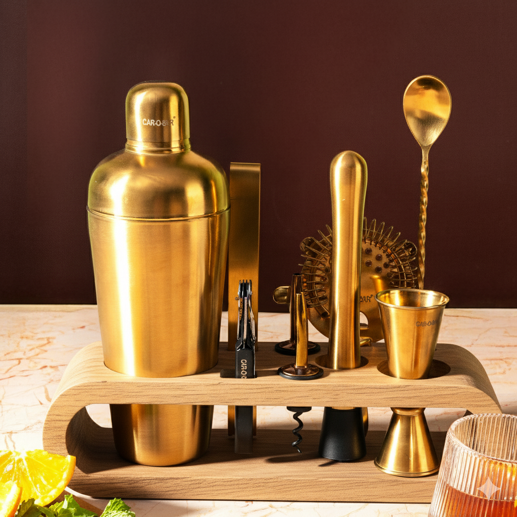 Car-O-Bar Premium Gold Barset with Stand