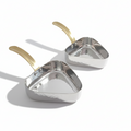 CAR-O-BAR Premium Set of 2 Steel Serving Pan with Handle | Hammered Silver Finish