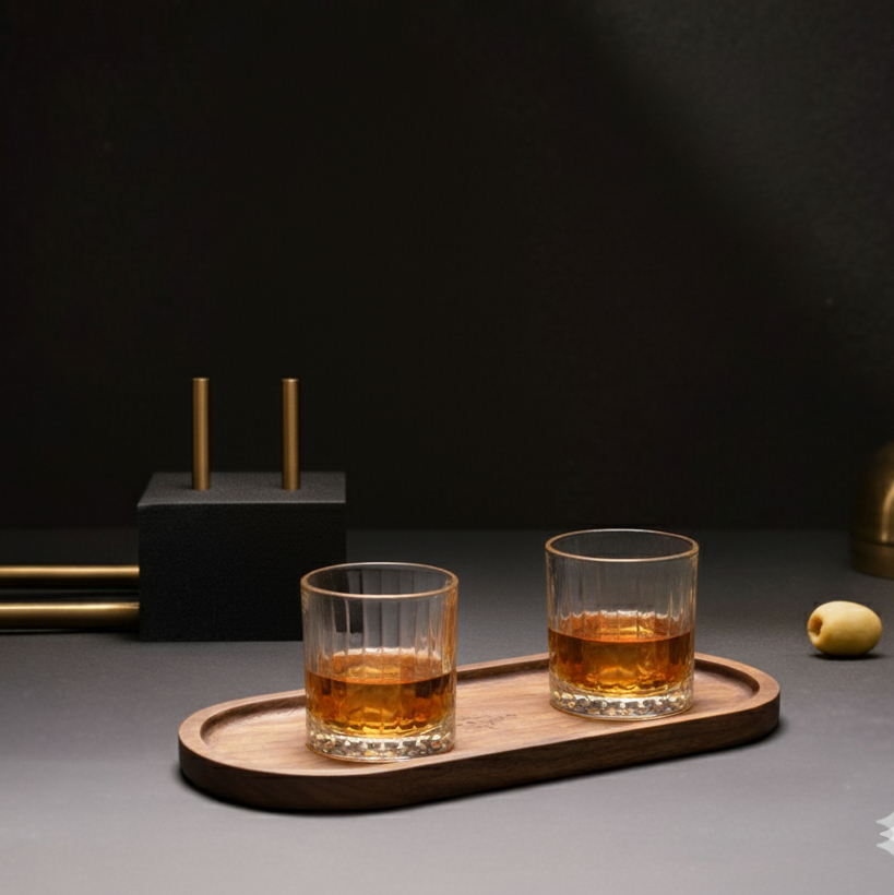 Car-O-Bar Premium Wooden Serving Tray Platter | Mahogany Finish