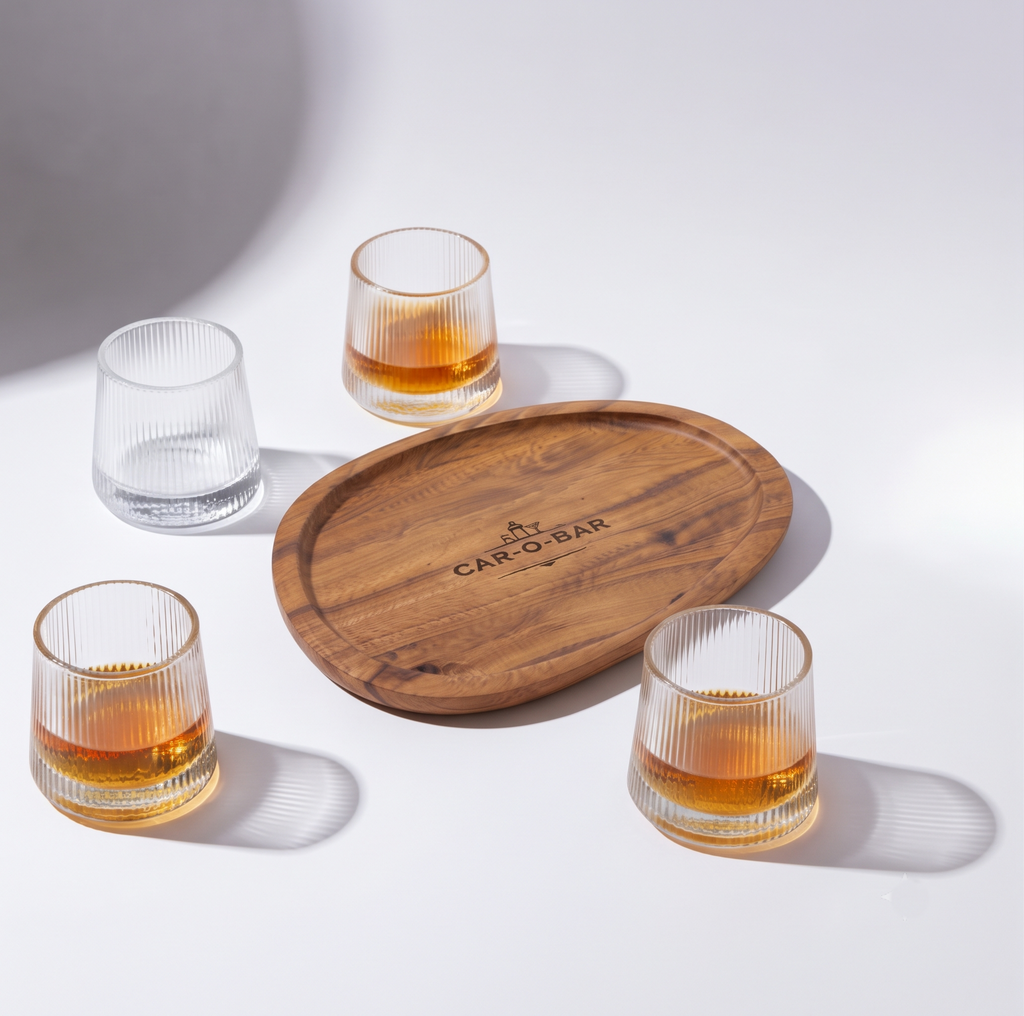 Car-O-Bar Premium Wooden Serving Tray Platter | Natural Finish