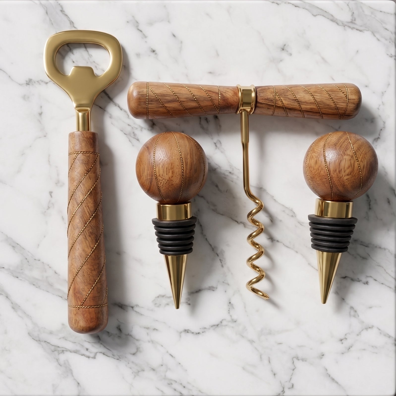 Car-O-Bar Premium Wood & Brass Bar Accessories