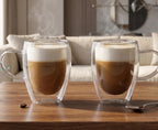 CAR-O-BAR Double Walled Glass Mugs - 300 ml Insulated Mugs for Hot & Cold Drinks