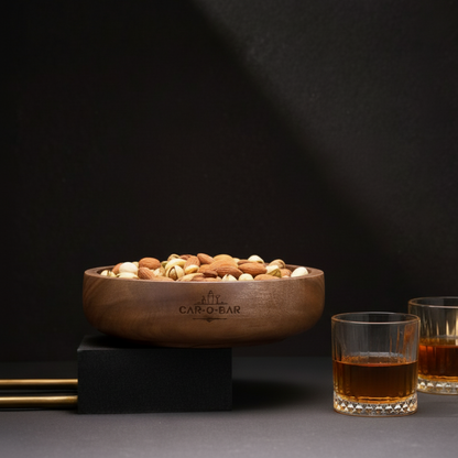 CAR-O-BAR Premium Wooden Serving Bowl | Mahogany Finish