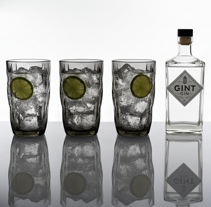 CAR-O-BAR Tipsy High Ball Glass | Balckish Grey Colour | Set of 4 | 340ml