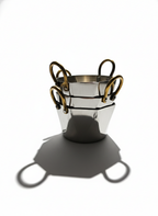 CAR-O-BAR Set of 3 Premium Steel Serving Bowl with Platter | Hexagonal Silver Finish