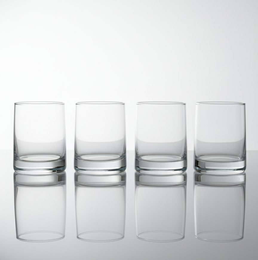 CAR-O-BAR Tipsy Whiskey Glass | Clear Design | Set of 4 | 240ml