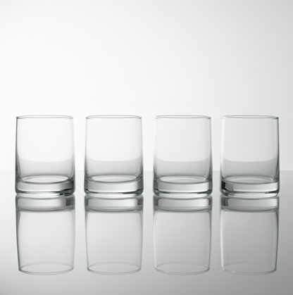 CAR-O-BAR Tipsy Whiskey Glass | Clear Design | Set of 4 | 240ml
