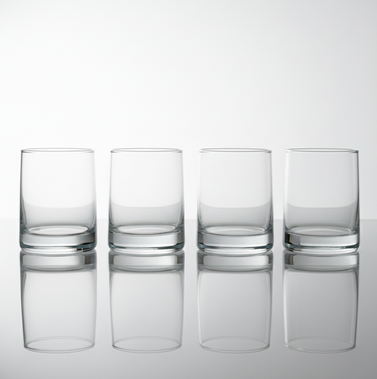 CAR-O-BAR Tipsy Whiskey Glass | Clear Design | Set of 4 | 240ml