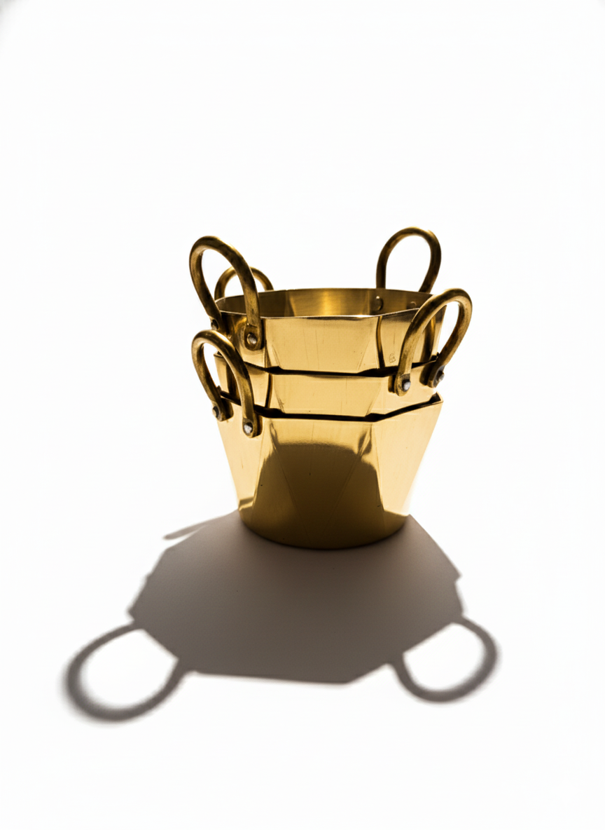 CAR-O-BAR Set of 3 Premium Steel Serving Bowl with Platter | Hexagonal Gold Finish