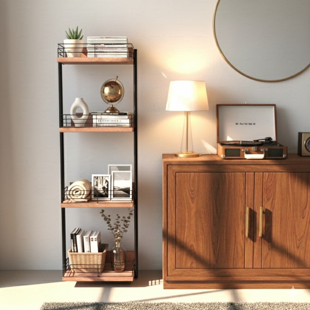 CAR-O-BAR Premium 4-Tier Mini Bar Rack | Solid Wood Wine & Whiskey Organizer | Multipurpose Bar Shelf for Home Décor