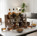 CAR-O-BAR Premium Multipurpose Rack Organizer | Wooden Serving Rack | 3-Tier Countertop Wine & Whiskey Rack