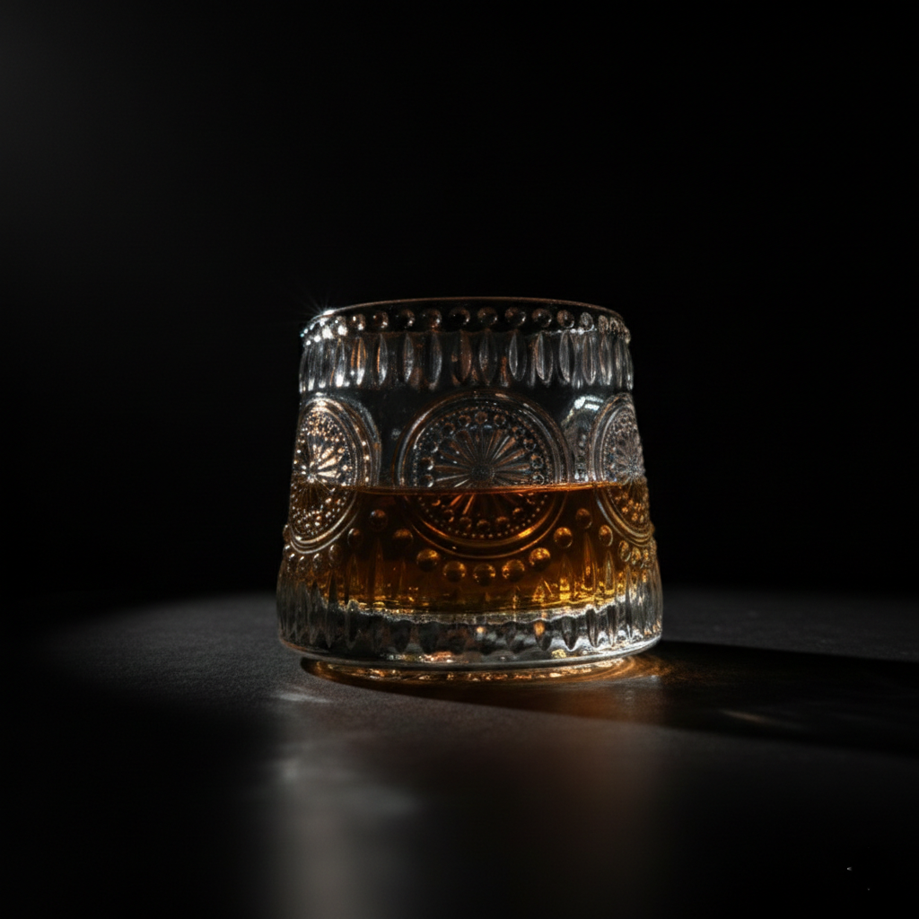 Car-O-Bar Tipsy Whiskey Glass | Crystal Cut Spinning Design  | Set of 6 | 190ml