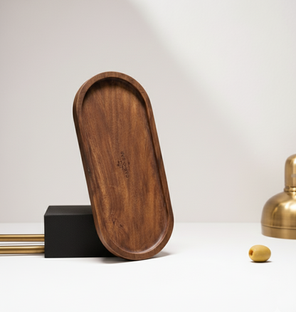 Car-O-Bar Premium Wooden Serving Tray Platter | Mahogany Finish