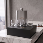 CAR-O-BAR Stainless Steel Hip Flask with 4 Shot Glasses For Gift