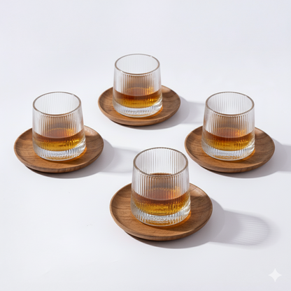 Car-O-Bar Wooden Coasters with Stand -Set of 4